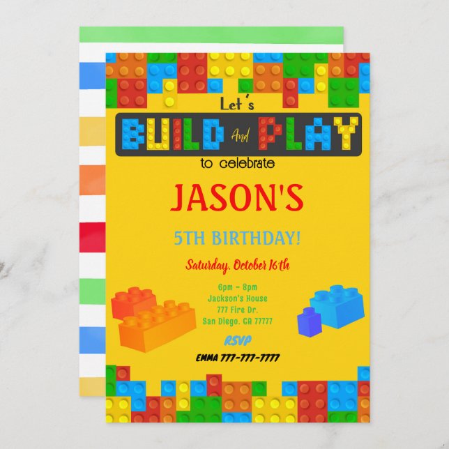 Bloquear Convite de Aniversário (Frente/Verso)