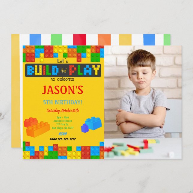 Bloquear Convite de Foto de Aniversário (Frente/Verso)