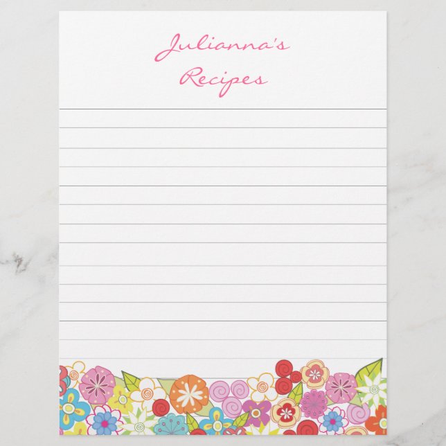 Blossomas Brilhantes Inserir Binder Páginas Letras (Frente)