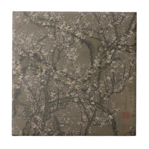 Blossomas de ameixa branca e lua - Itō Jakuchu Art