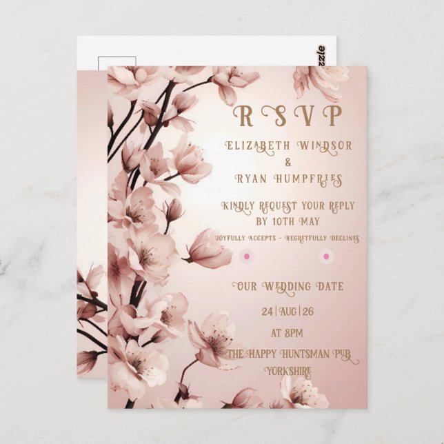 Blossomas de Amor" Coleção de Convite Caseiro (Frente/Verso)