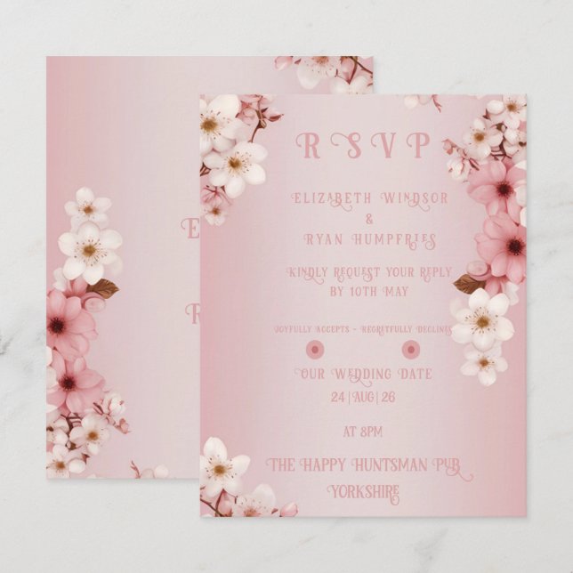 Blossomas de Amor" Coleção de Convite Caseiro (Frente/Verso)