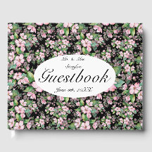 Blossomas De Cereja Rosa No Livro De Convidados Do