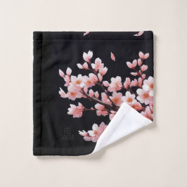 Blossomas de Cereja Rosa|Preto |Conjunto de toalha