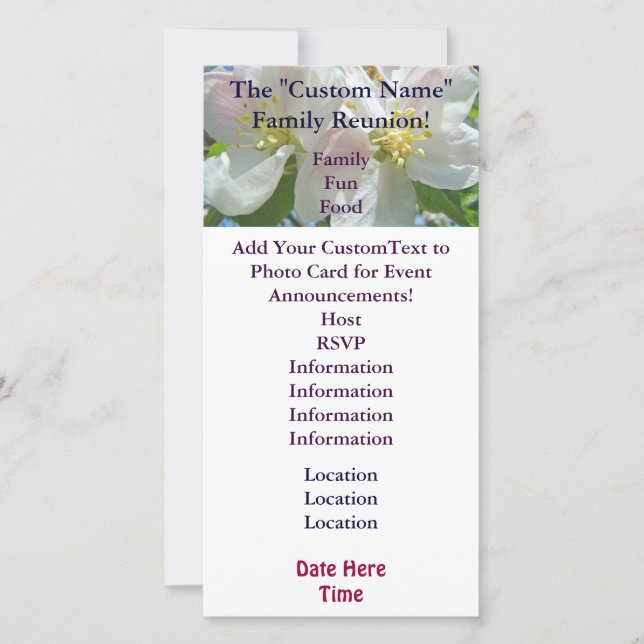 Blossomas de eventos de Cartões de Reunião Familia (Frente)
