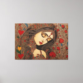 Blossomas do Amor: Madhubani Canvas Imprime