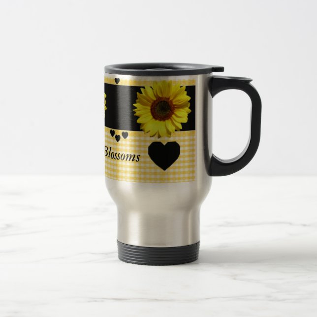 Blossomo de amor Caneca de viagem de girassol (Direita)