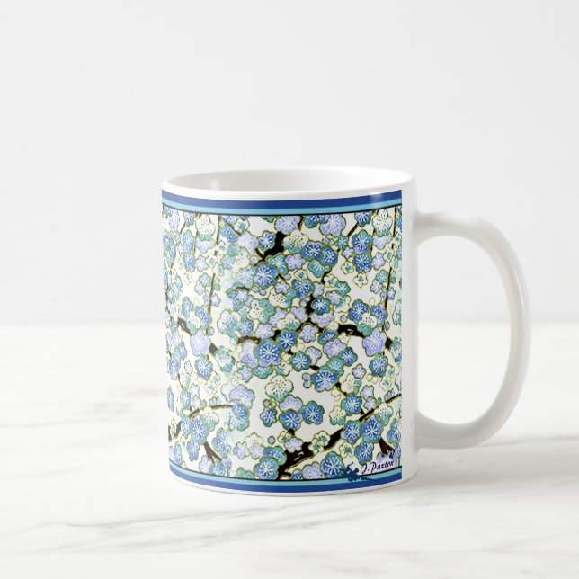 Blossums azul japonês - caneca de café de 11 onças (Direita)