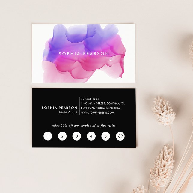 Blot de Aquarela Magenta | Cartão de fidelidade (Criador carregado)