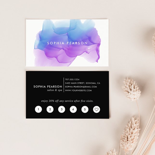 Blot Indigo Watercolor | Cartão de fidelidade (Criador carregado)