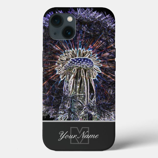 Blowball de dandelion neon-Pop-Art com Monograma! (Verso)