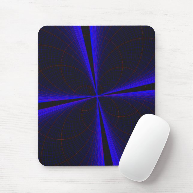Blue Accent Clover Leaf Geometric Mouse Pad (Com mouse)
