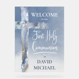blue agate | First Communion welcome sign