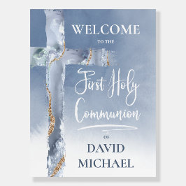 blue agate | First Communion welcome sign