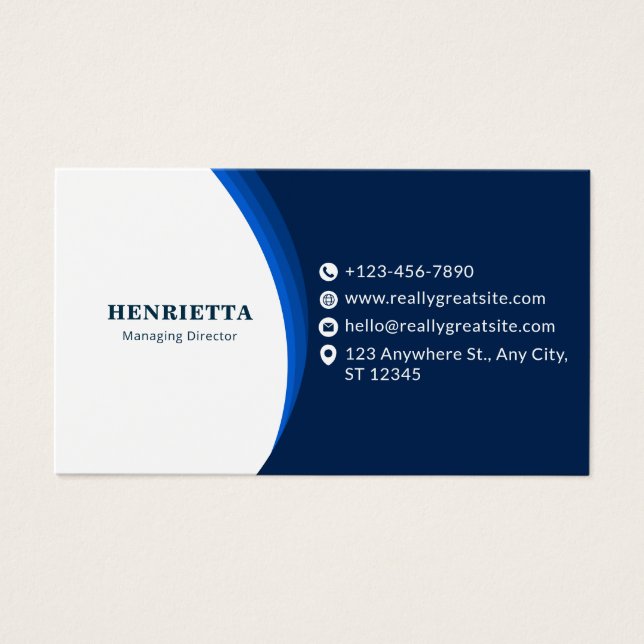 Blue and Black Modern Corporate Business Card (Frente)
