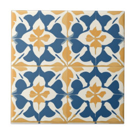 Blue and Gold Pattern Ceramic Tile