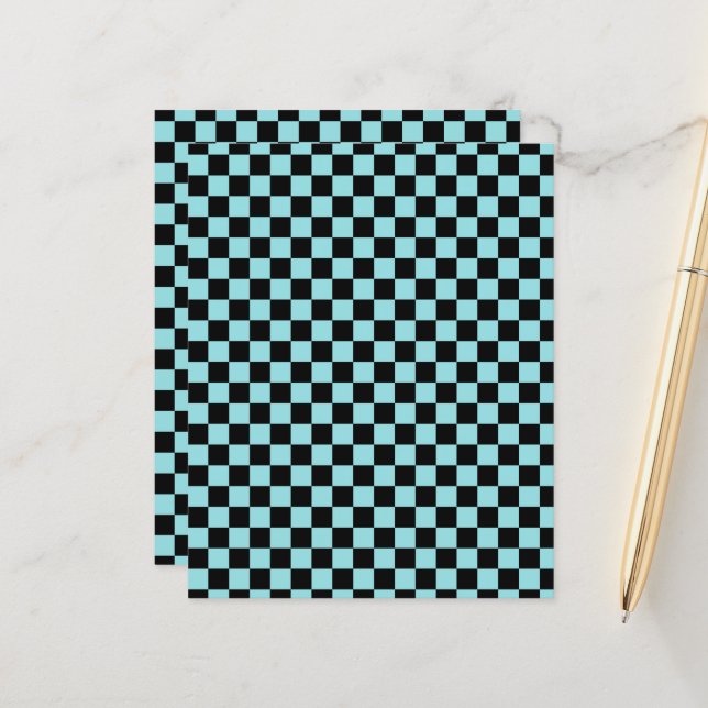 Blue and Pink Checkered Pattern Craft Paper (Frente/Verso In Situ)