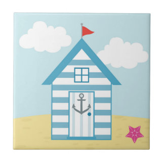 Blue and White Beach Hut