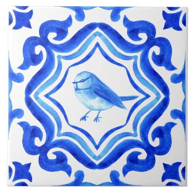 Blue and white Italian Hand Painted Mediterranean  (Frente)