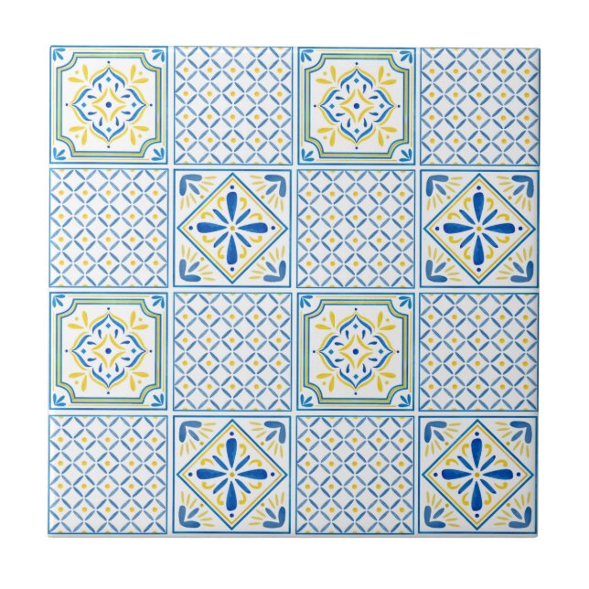 Blue and Yellow Mediterranean Italian Tile (Frente)