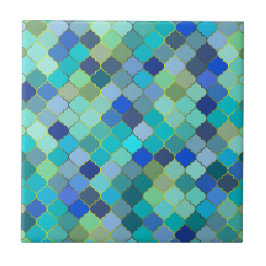 Blue Aqua Moroccan Mosaic Pattern