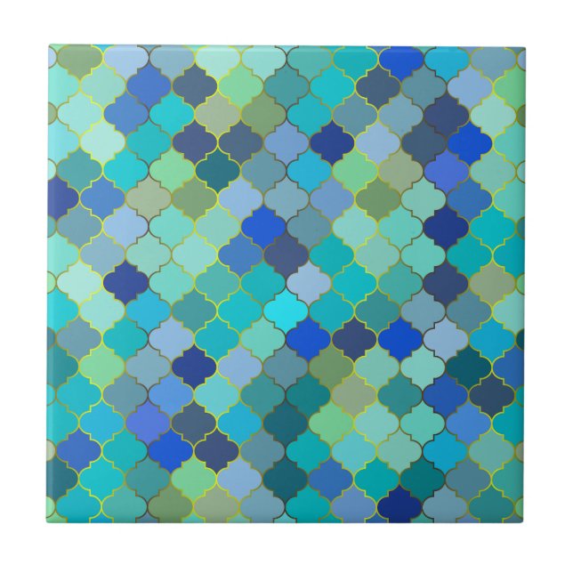 Blue Aqua Moroccan Mosaic Pattern (Frente)