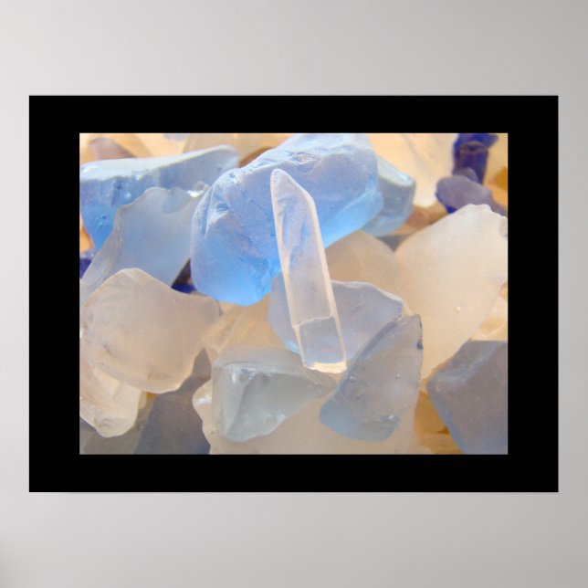 Blue Art Beach Sea Glass impressões Costeiras Seag (Frente)