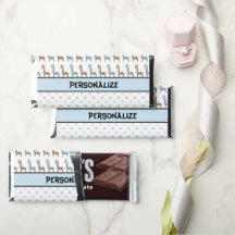 Blue Baby Giraffe Monograma Hershey Bar Favoritos