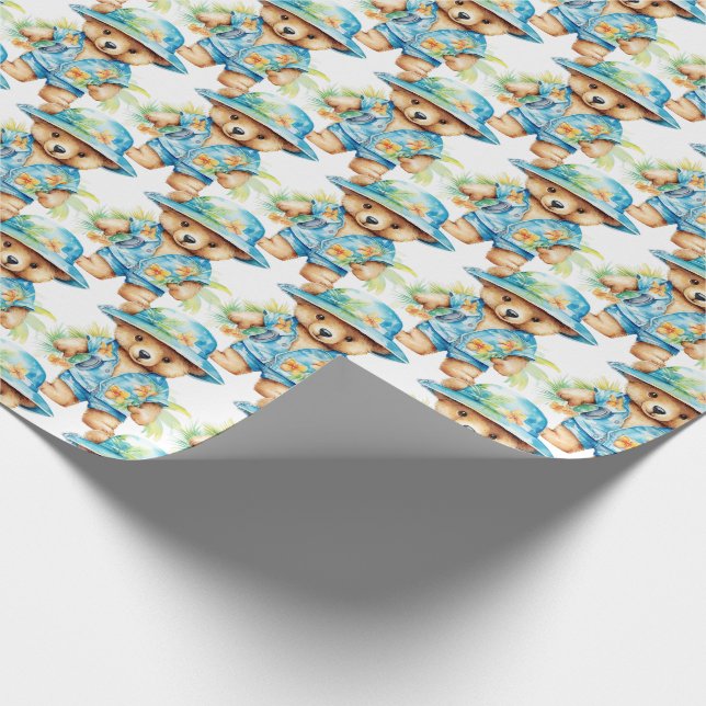 Blue Baby Toddler Teddy Bear Papel de embrulho (Ponta)