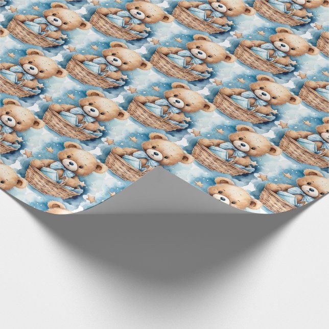 Blue Baby Toddler Teddy Bear Papel de embrulho (Ponta)