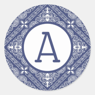 Blue Bandana Personalize o adesivo redondo clássi