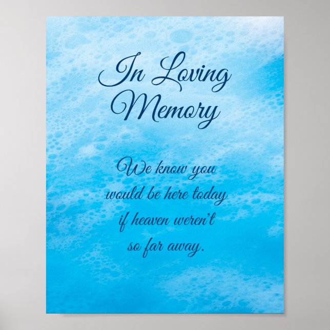 Blue Beach Waves In Loving Memory Poster (Frente)