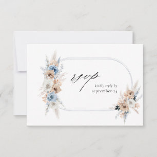 Blue & Beige Boho Floral w RSVP Card 2