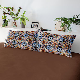 Blue Beige Taupe Dark Brown Bohemian Art