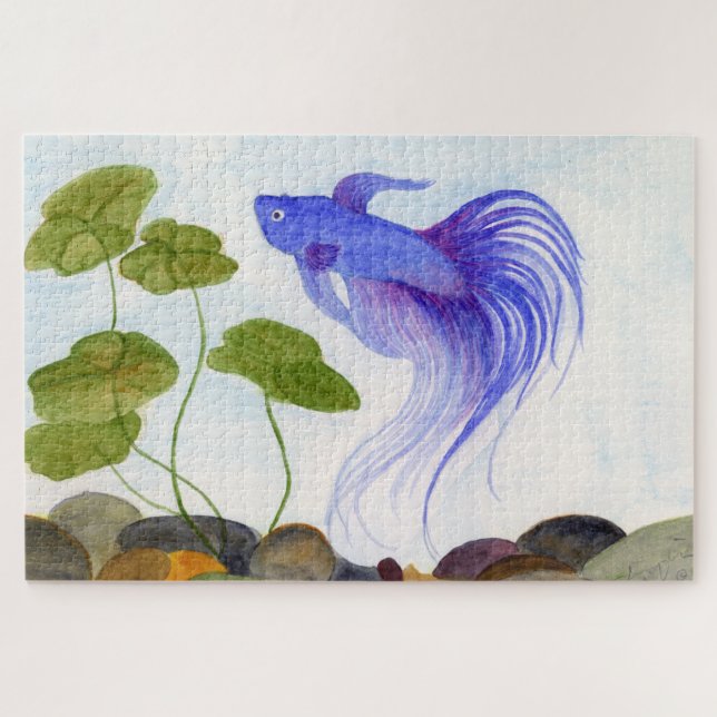 Blue Betta Fish Quebra-cabeça (Horizontal)