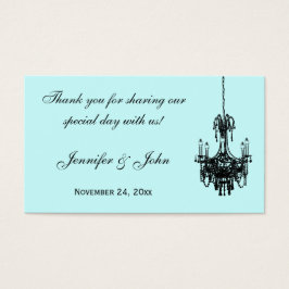 Blue, Black Damask Chandelier Wedding Favor Tag