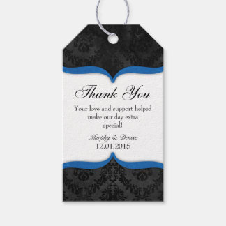 Blue Black Vintage Damask Obrigado Etiquetas