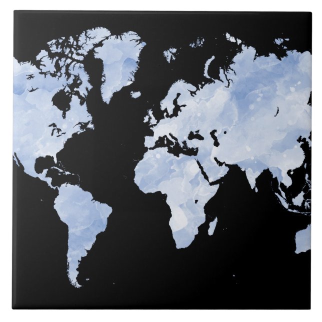 Blue Black World Map Design 75 (Frente)