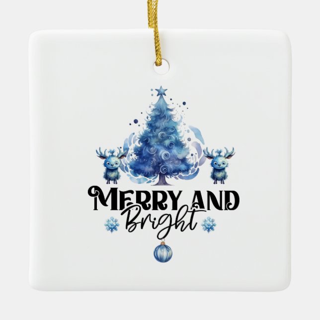 Blue Bliss: Feliz e Enfeites de natal brilhante (Frente)