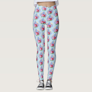 Blue Blumenstrauss Leggings