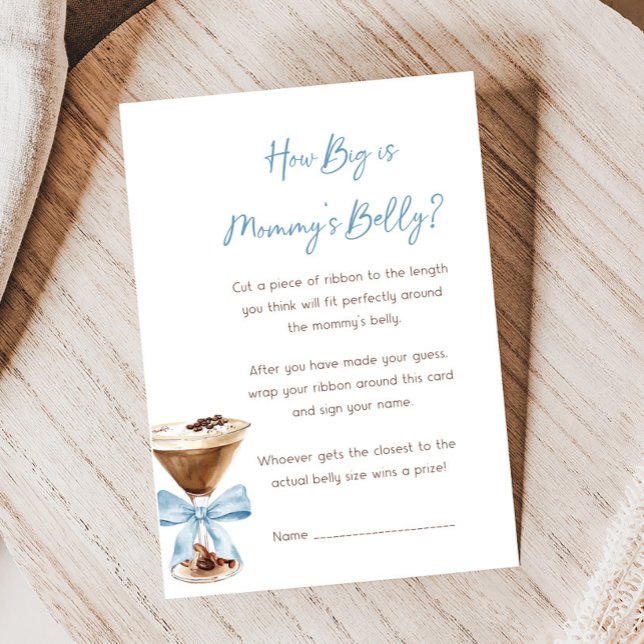 Blue Bow Espresso Martini Shower How Big Is Game (Espresso Baby Shower Game)