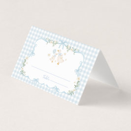Blue Bow Silly Goose Boy Baby Shower Place Cards