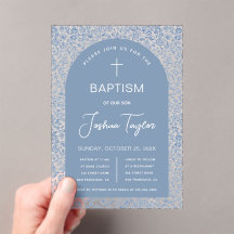Blue Boy Baptism Arch Floral Pattering