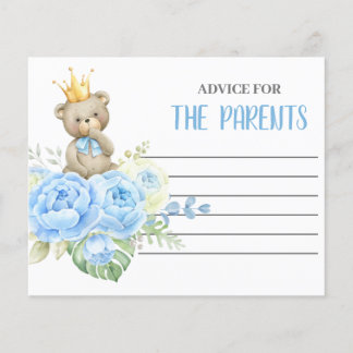 Blue Boy Bear Advice para o cartão dos pais