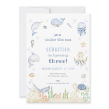 Blue Boy sob o convite de aniversário do mar