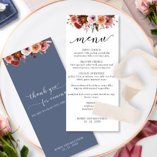 Blue Burgundy, Blush Intricate Floral Menu