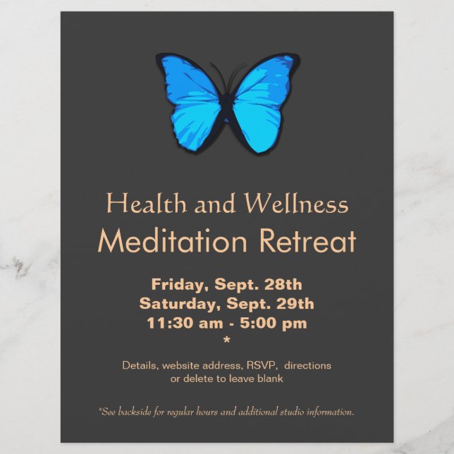 Blue Butterfly Health and Wellness Flyer (Frente)
