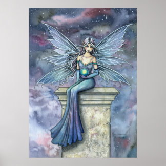 Blue Celeste Fantasy Fairy Art Poster Impressão