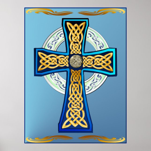 Blue Celtic Cross Poster (Frente)