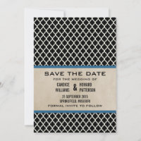 Blue Chic Quatrefoil Salvar a Data Convite